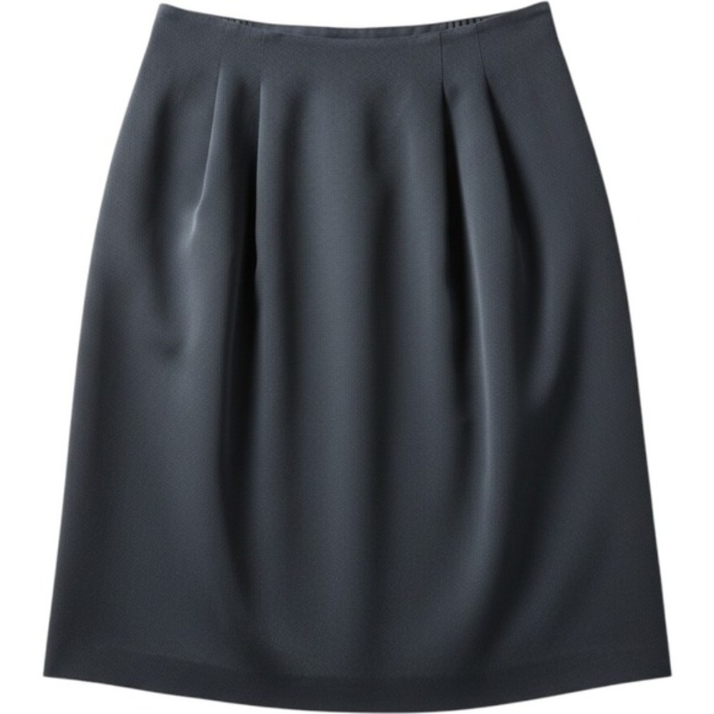 Rena Rowan 14W Silk Midi Skirt Elastic Waist Zipper Back Black